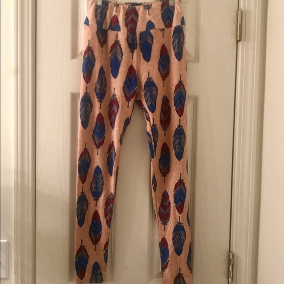 LuLaRoe Leggings Feather Print One Size - Picture 3 of 6